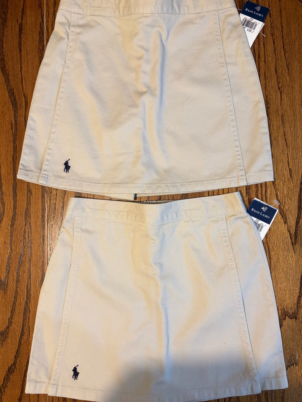 2 Ralph Lauren Khaki Cotton Mini Skorts with Polo Pony